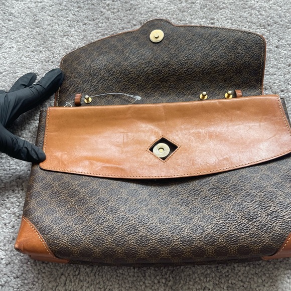 Vintage Celine brown Macadam print double clutch - Picture 5 of 10